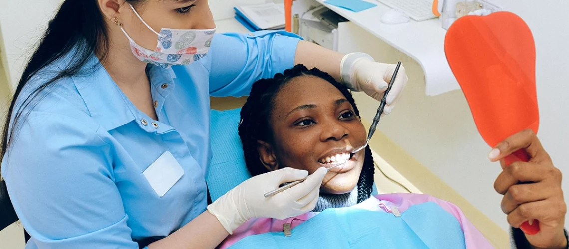 woman smiling at the dentist