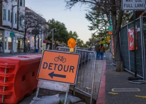 traffic control detour sign